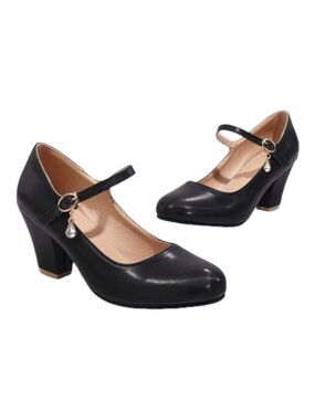 BUTITI Black Charm-Accent Block-Heel Pump - Women